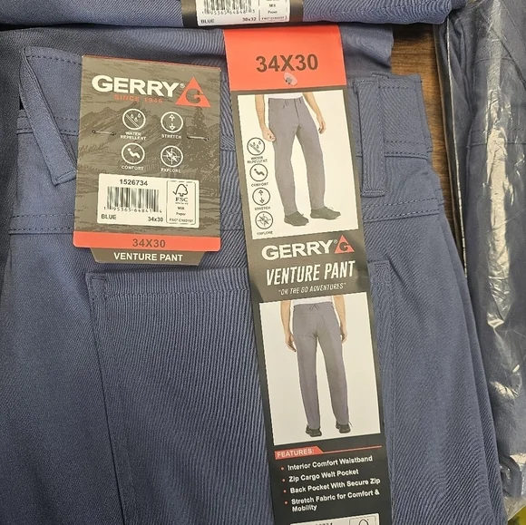 75)GERRY Pants Men’s Venture 30 X 32 Blue Relaxed Fit Comfort Stretch Pockets - Picture 11 of 14